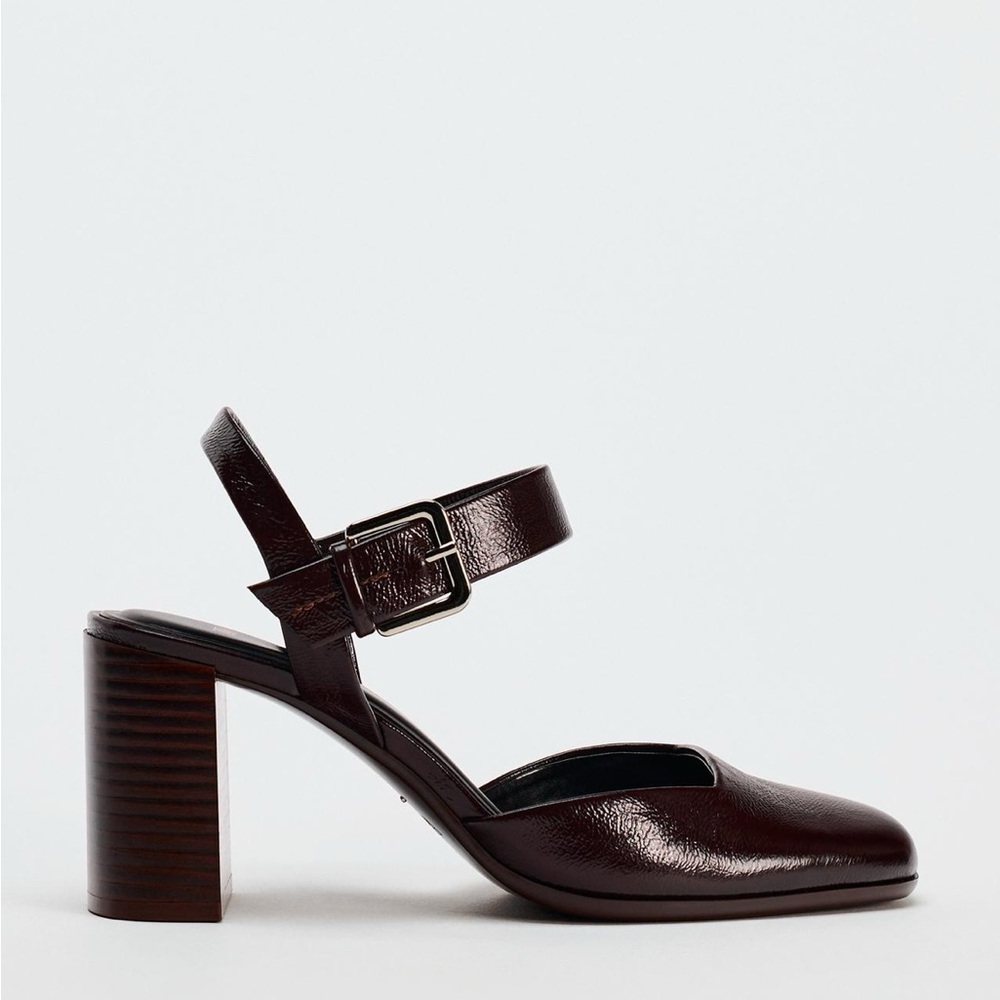 Zara Dark Brown Block Heel Shoes